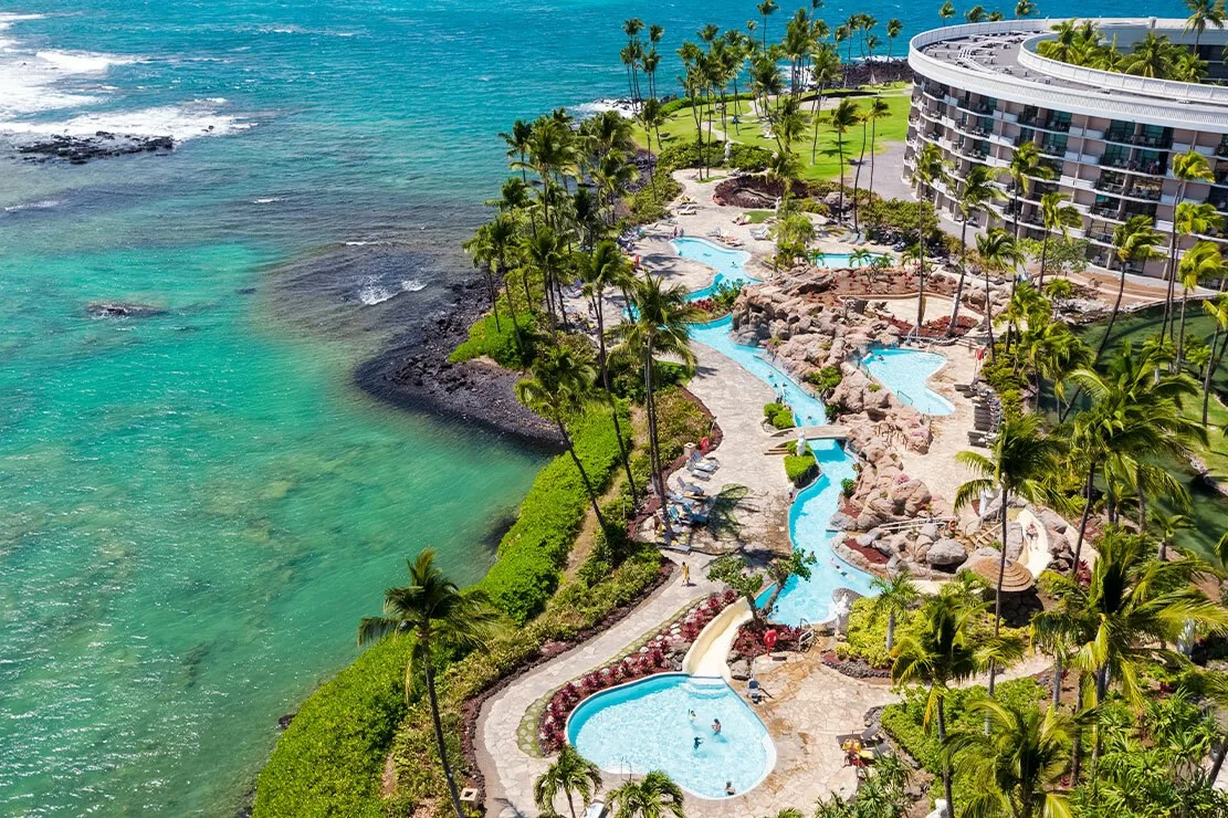 Een luchtfoto van het Hilton Waikoloa Village