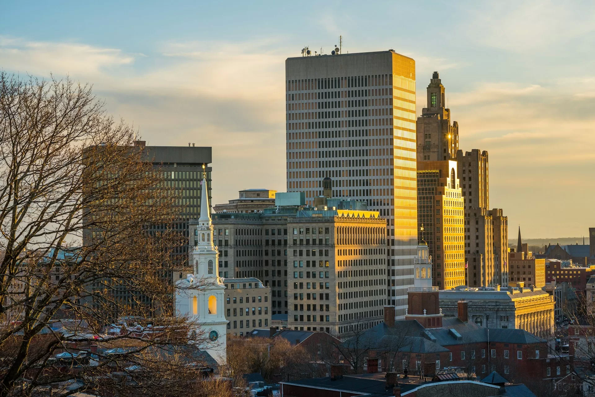 Skyline van de populaire plaats Providence in de staat Rhode Island