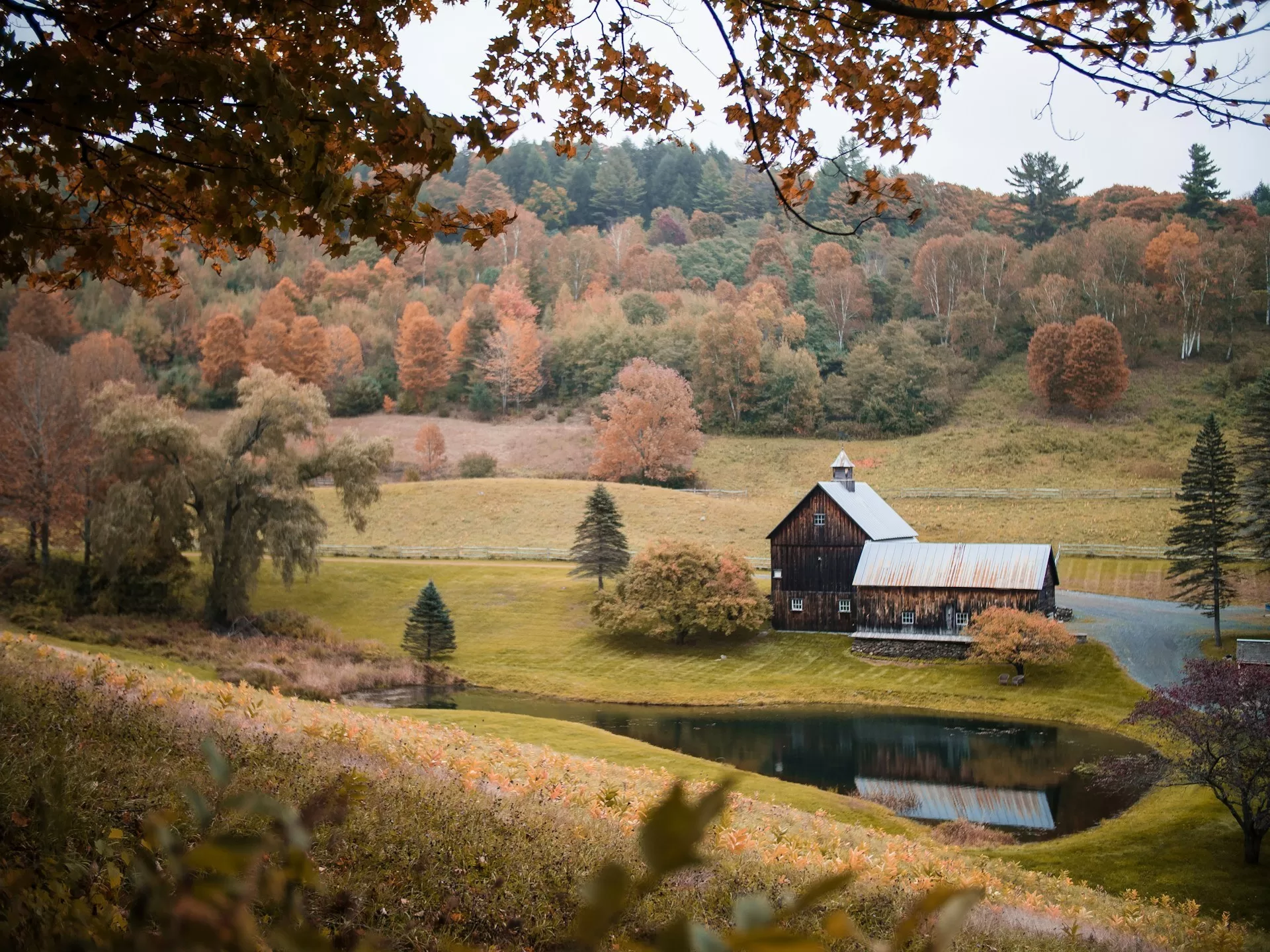 Het typerende landschap van de staat Vermont in de regio New England