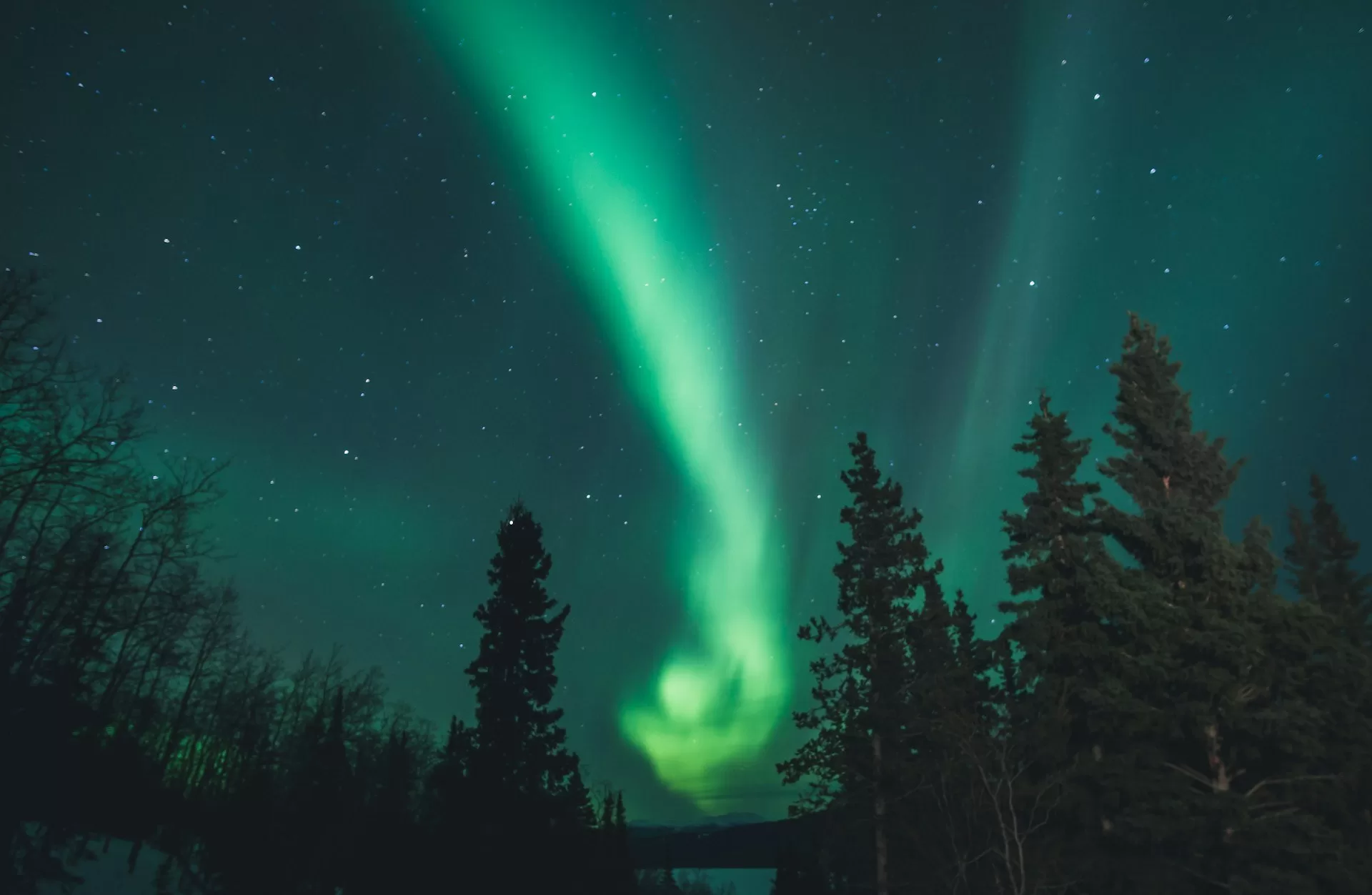 Groene lichteffecten van het Noorderlicht in Canada