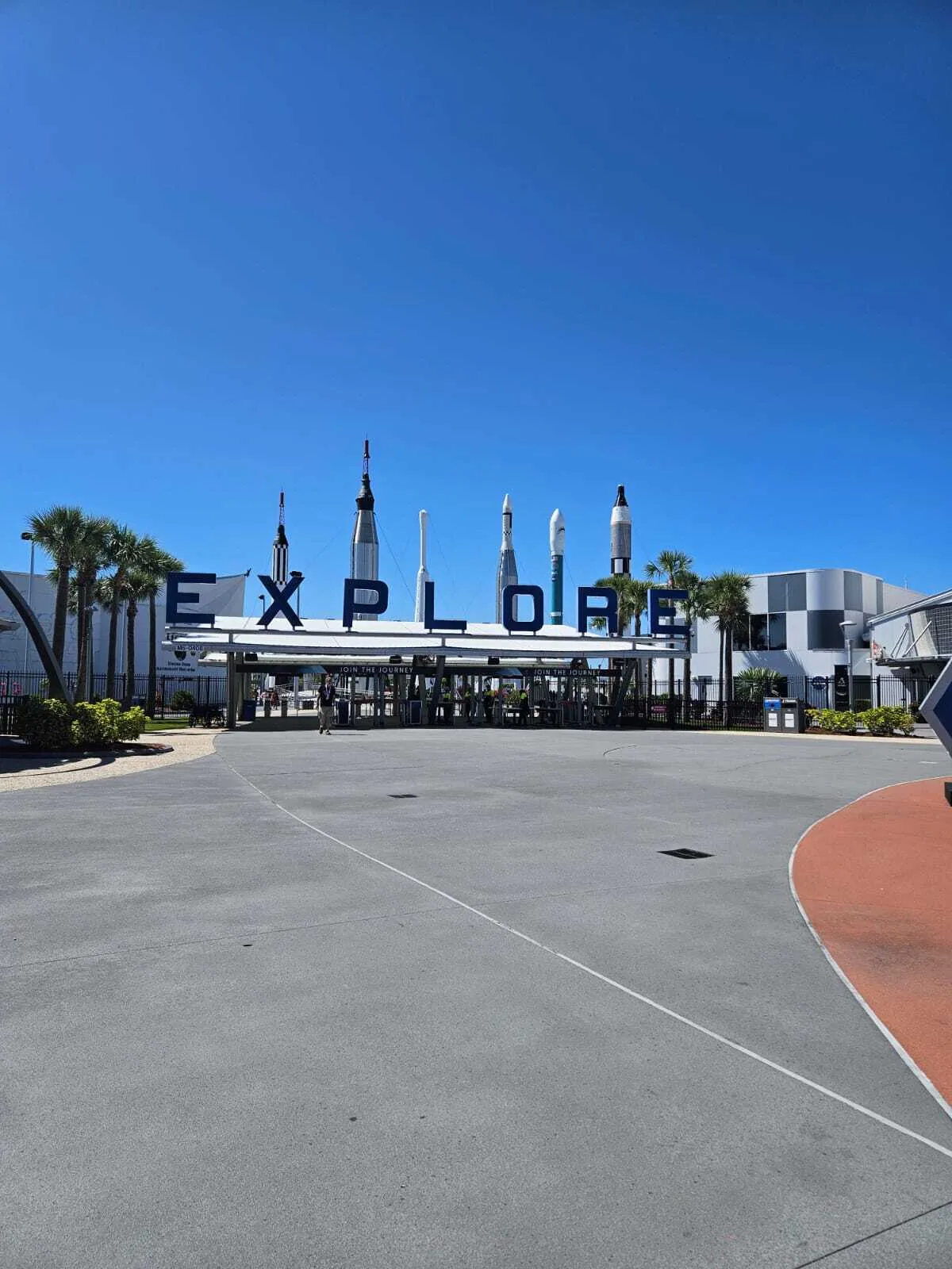De ingang van het Kennedy Space Center in Florida