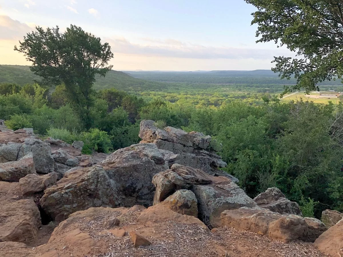 Uitzicht over het landschap van Graham Texas vanaf de Wildcatter Ranch