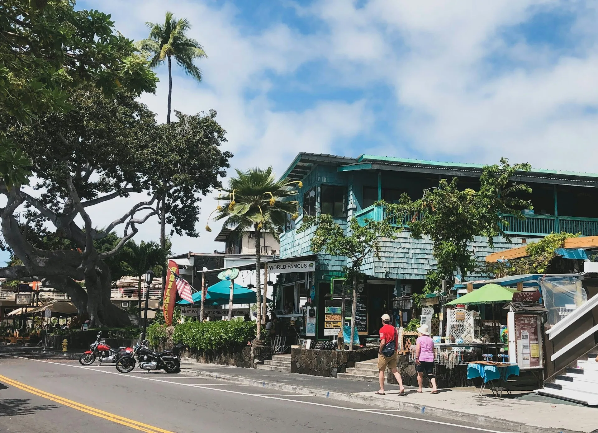 Winkels in het centrum van Kailua-Kona, Big Island