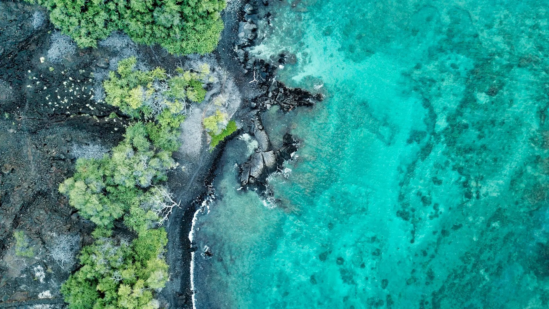 Aerial view van Anaehoomalu Bay Waikoloa op Big Island