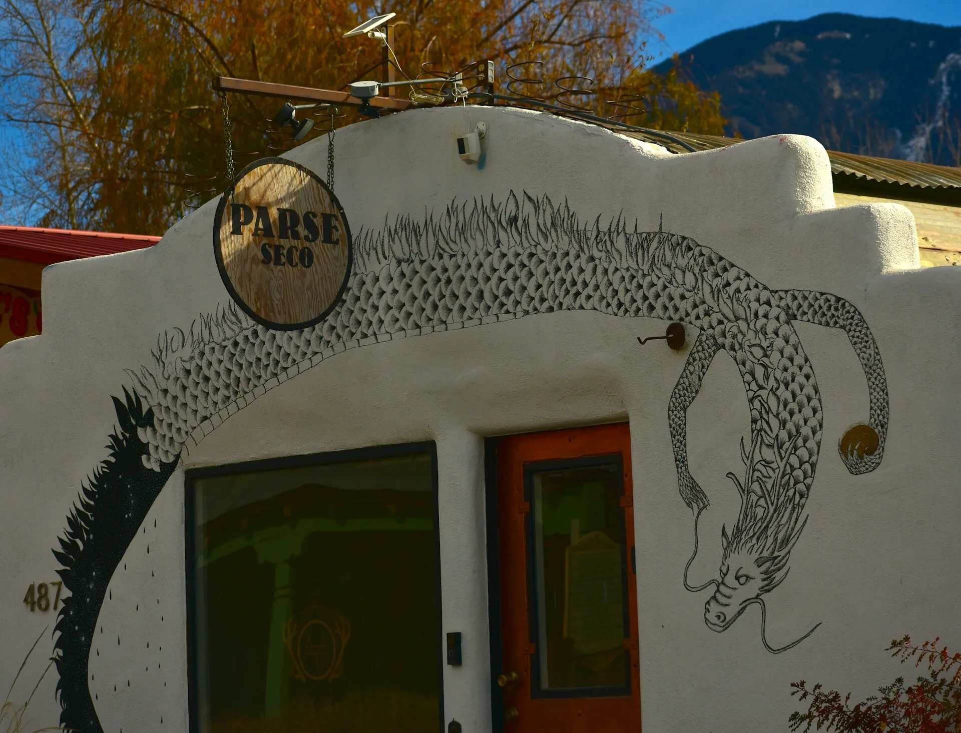 Een muurschildering in Taos, New Mexico
