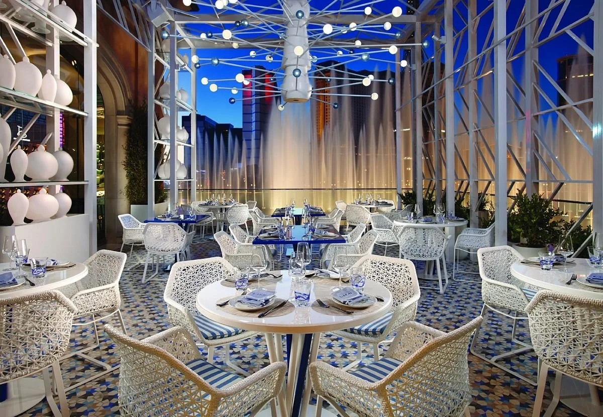 Restaurant van het Bellagio Las Vegas met uitzicht op de fonteinen