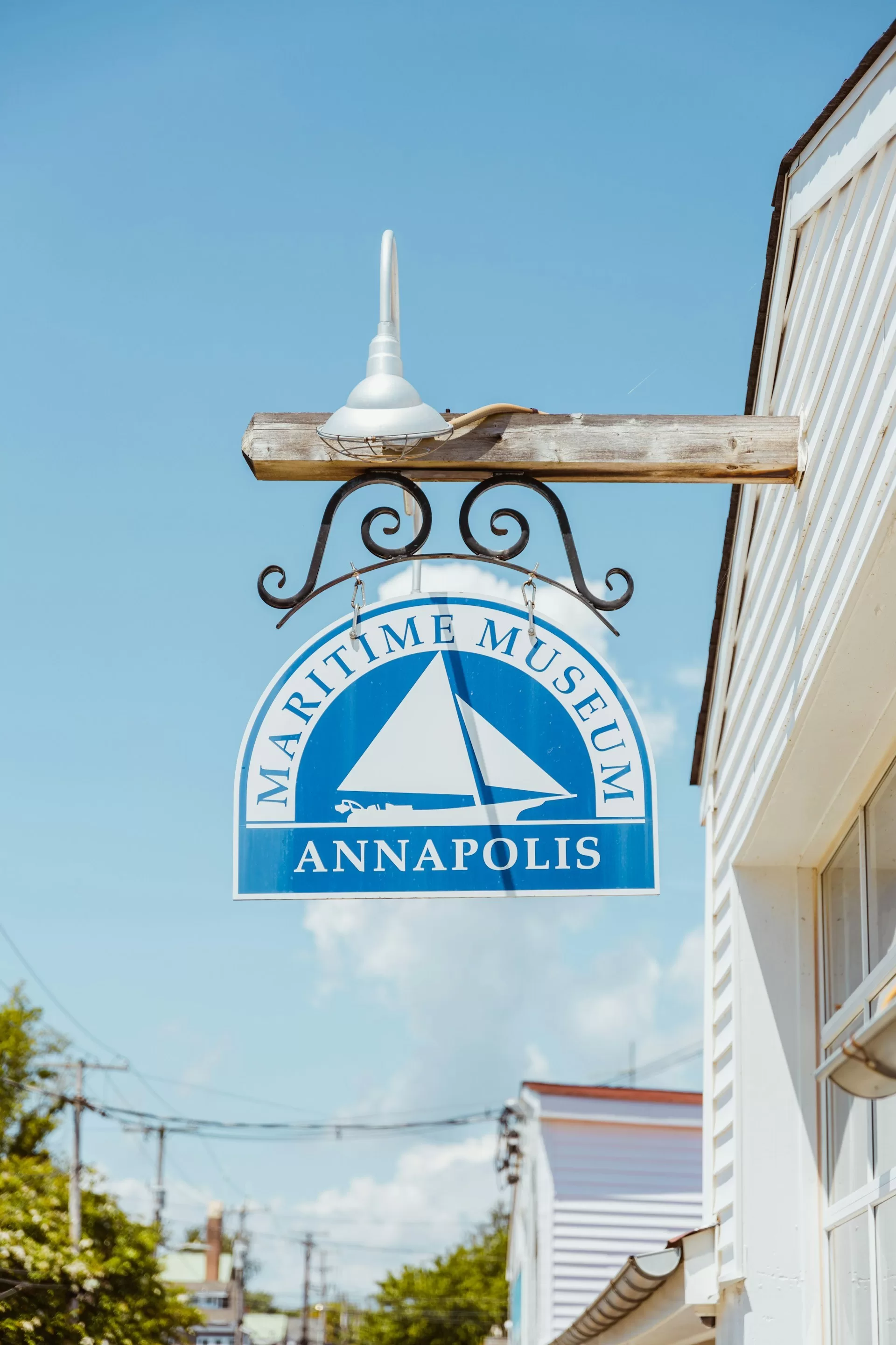 Een uithangbord van het Maritime Museum in Annapolis