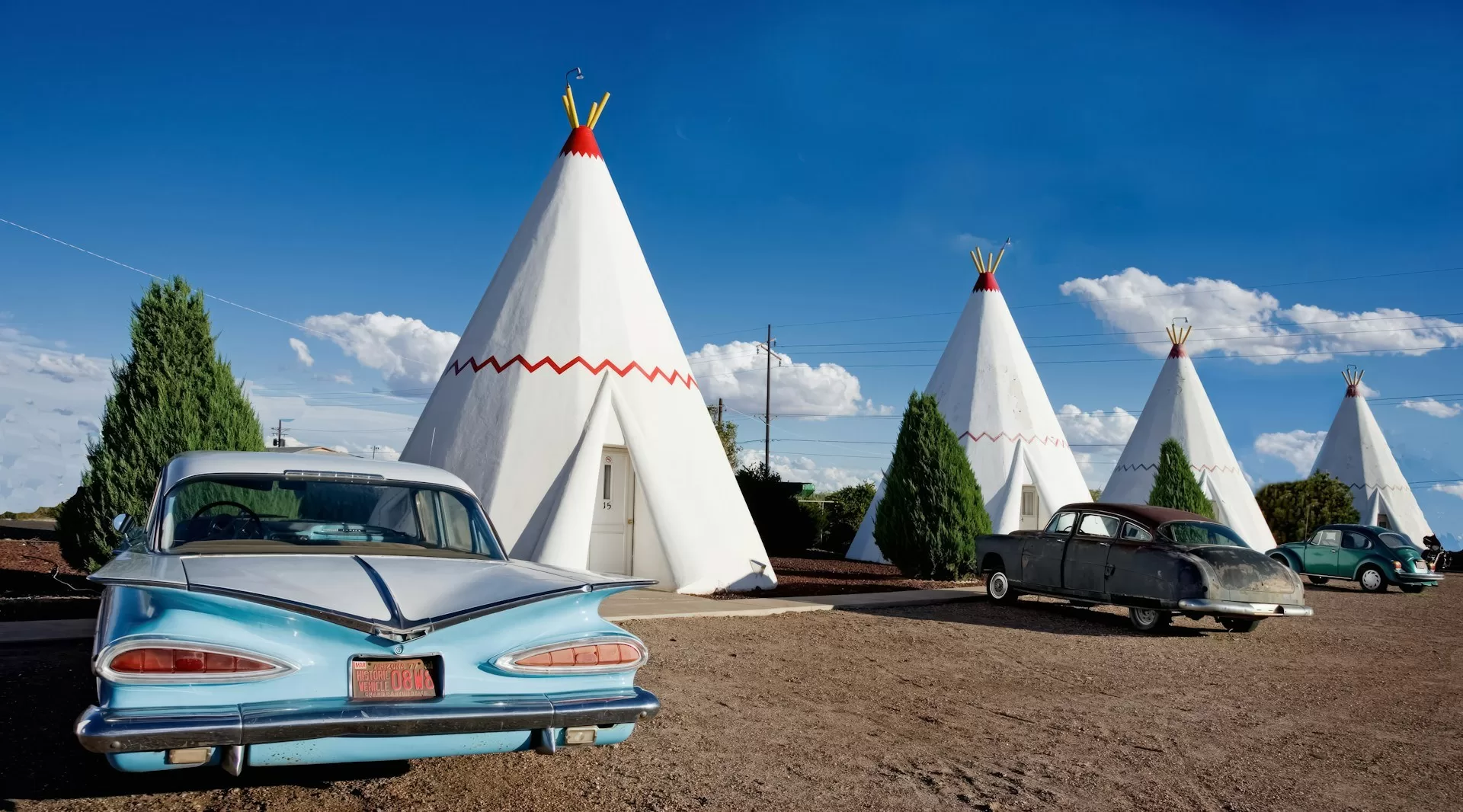 Hotelkamers in de vorm van tipitenten in Holbrook, Arizona