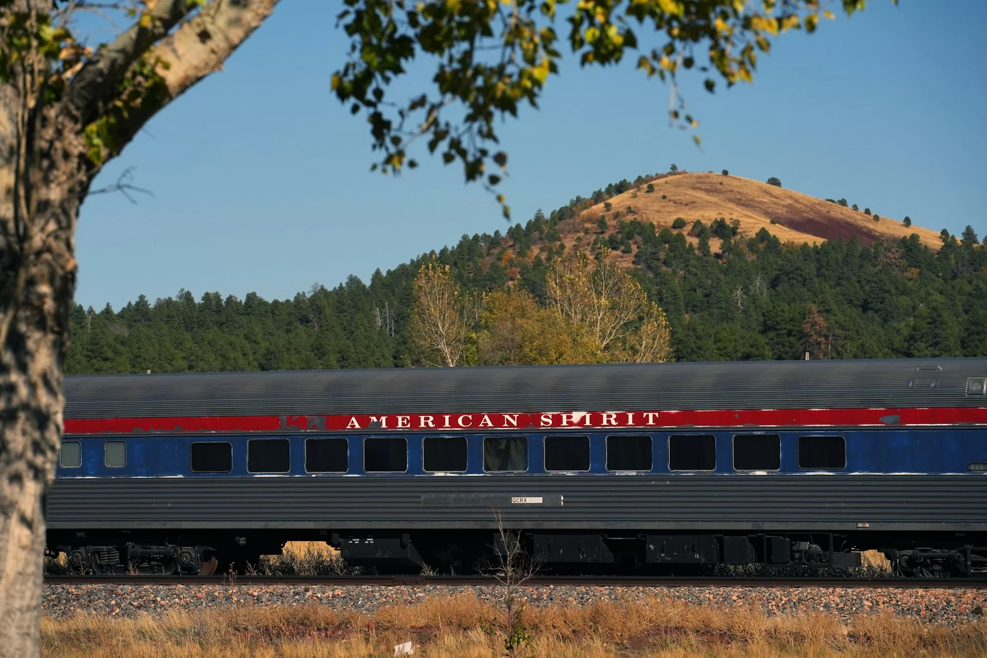 De 'American Spirit' trein in Williams, Arizona