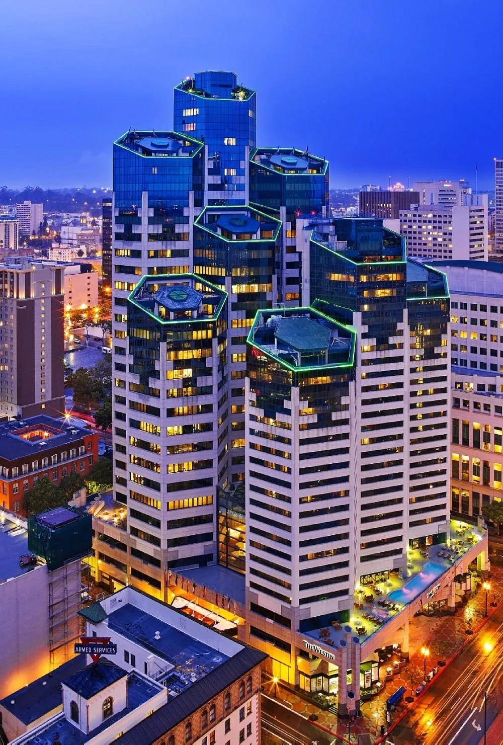Luchtfoto van het Hotel The Westin San Diego Bayview