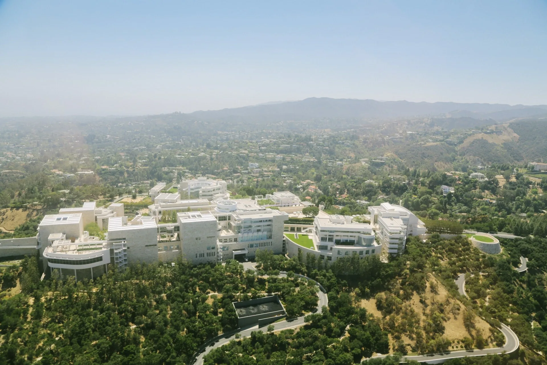 Luchtfoto Getty Museum in Los Angeles, Californië