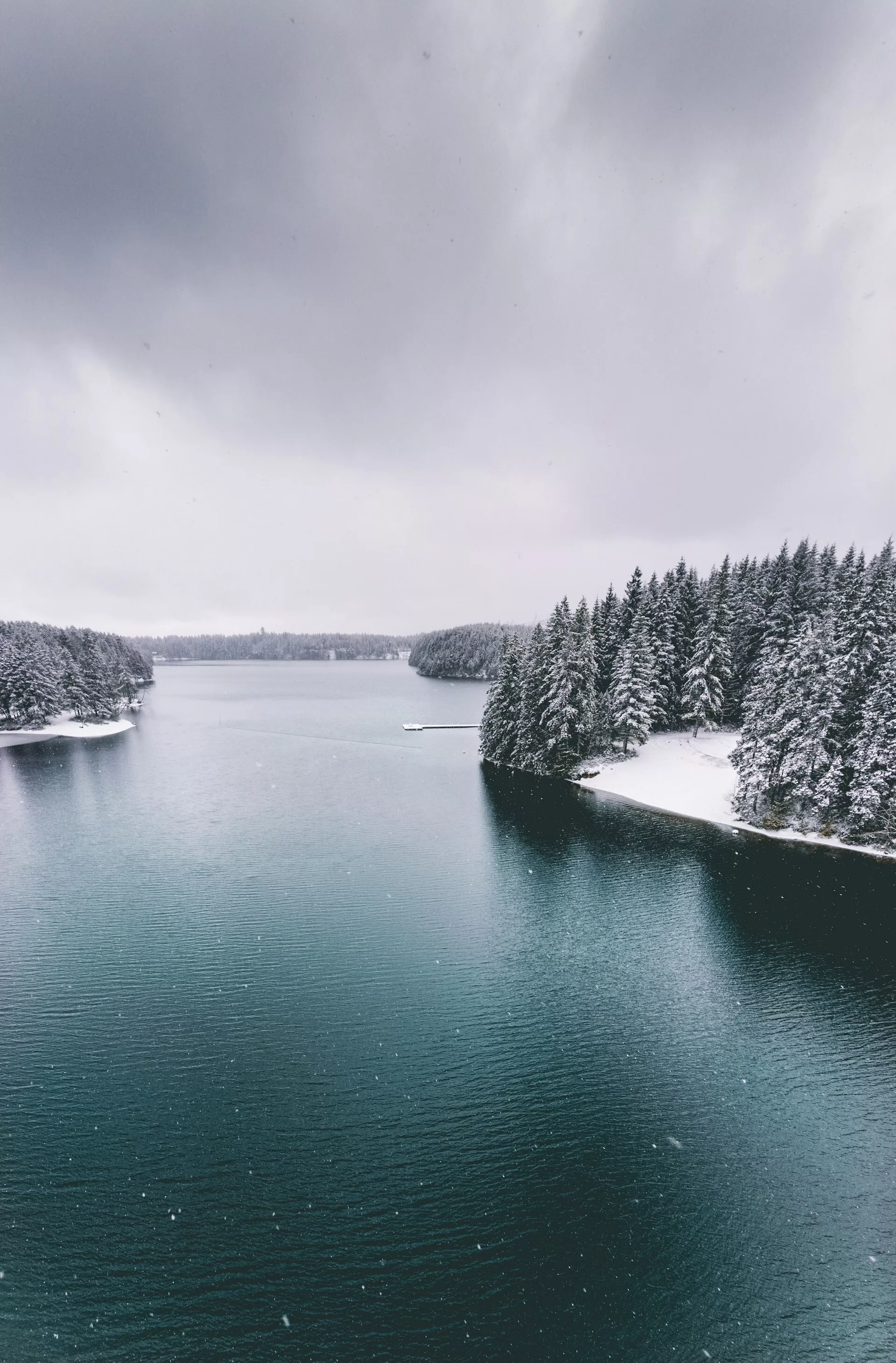 Campbell River met sneeuw in de winter