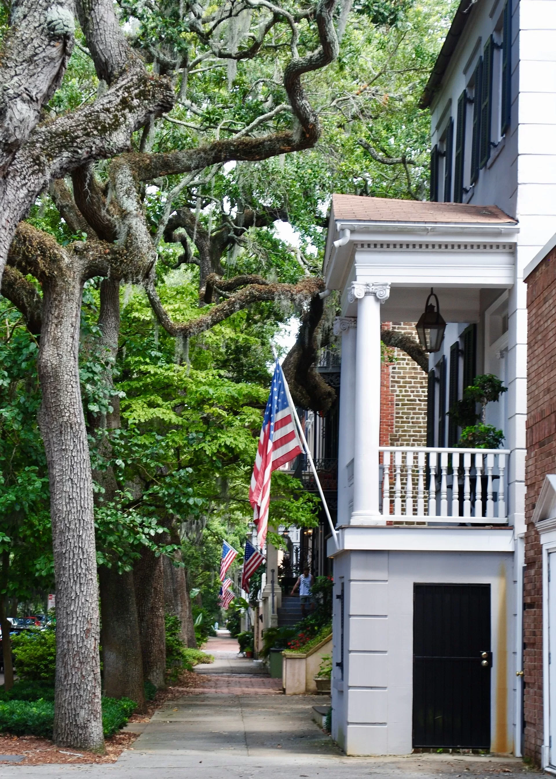 Huizen in oud-Amerikaanse stijl in Savannah, Georgia