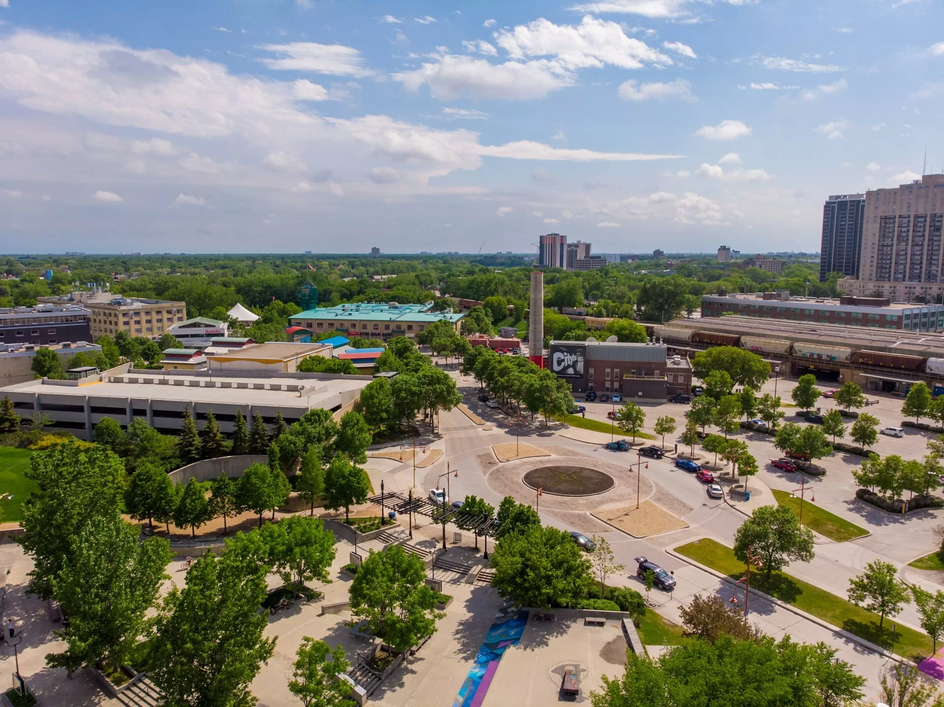 Uitzicht over de stad Winnipeg in Manitoba