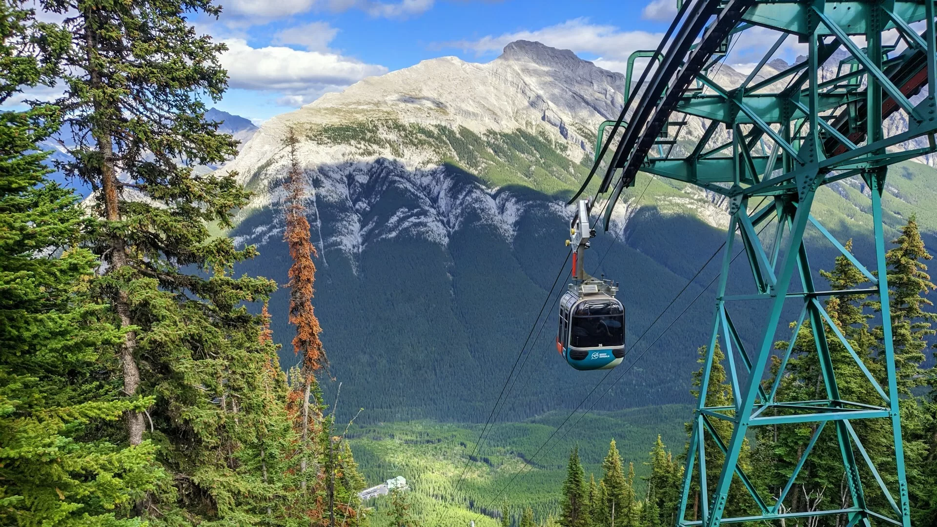 De Gondola in Banff National Park met het dal op de achtergrond