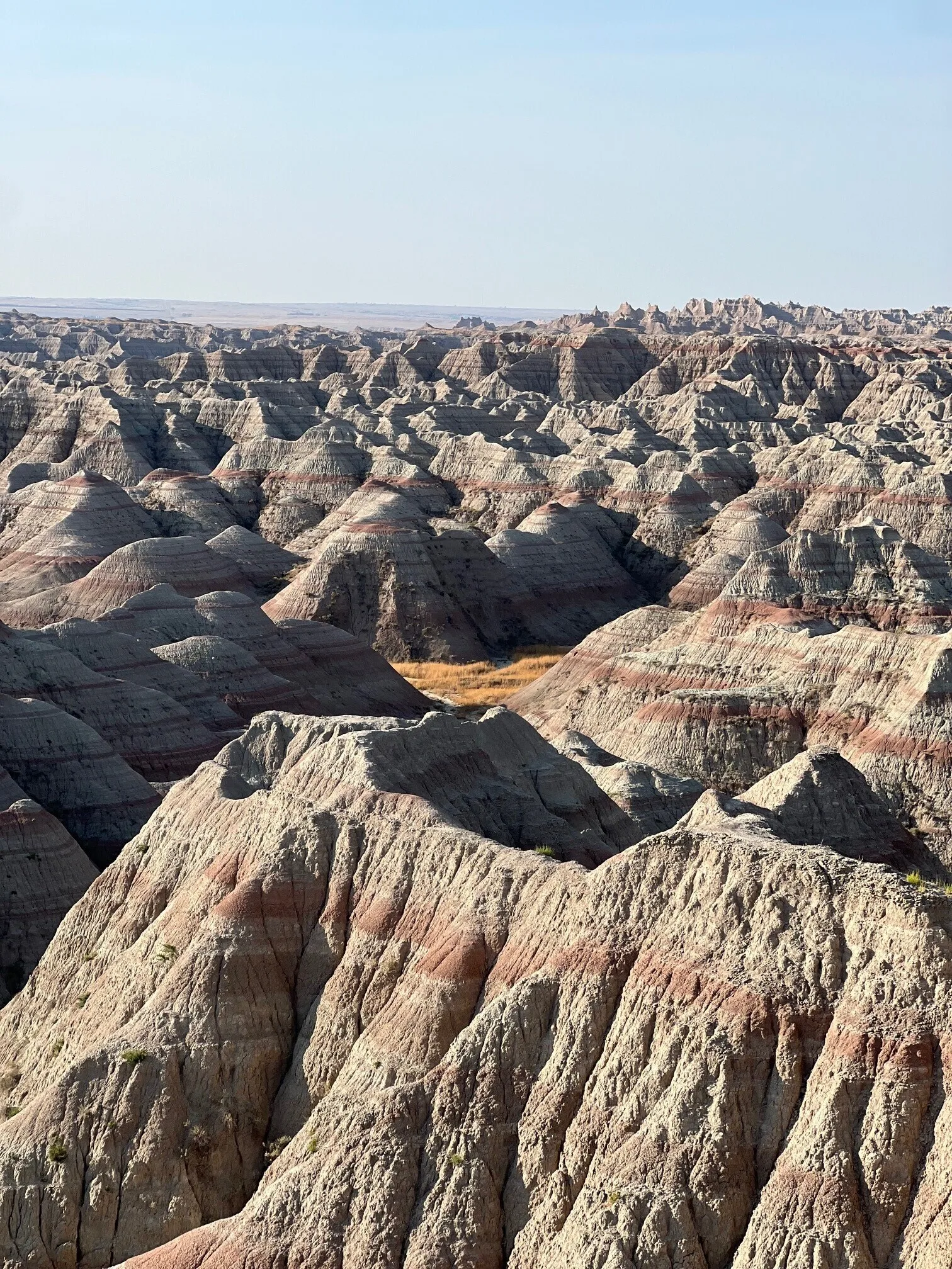 De gekleurde rotsformaties van Badlands National Park
