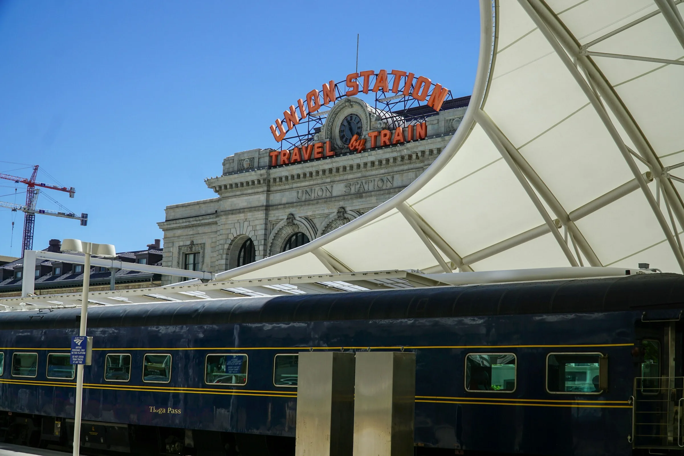 Een trein in Union Station in Denver