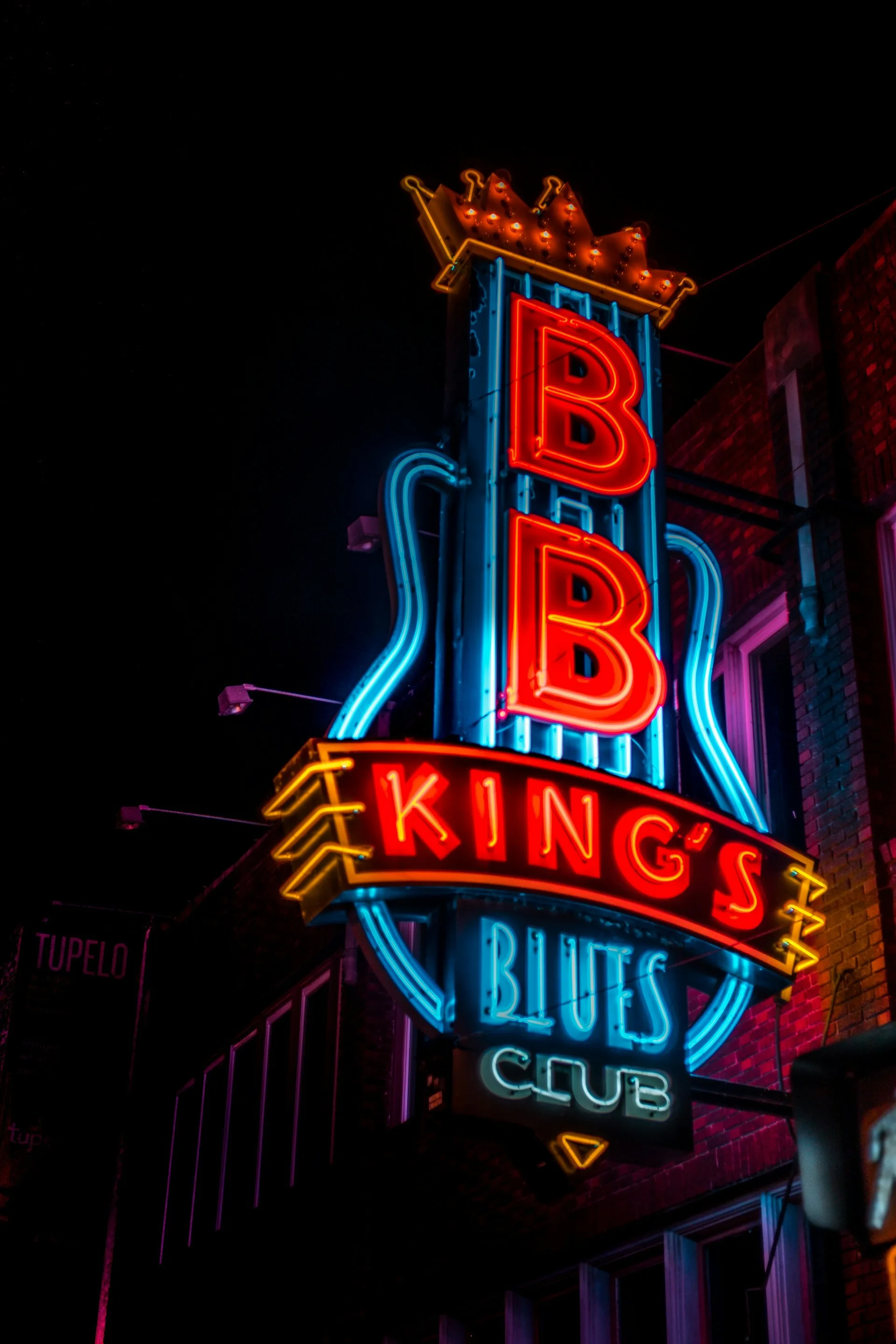 Neon sign van de BB King Blues Club in Memphis