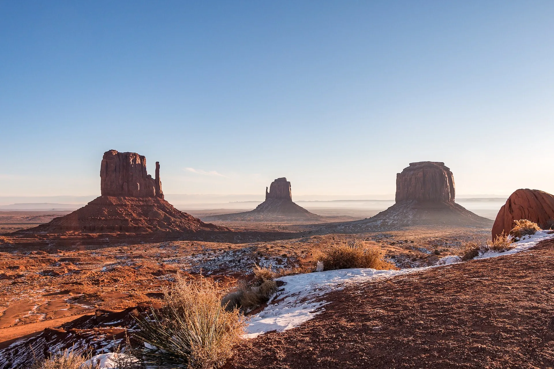 Monument Valley in Arizona met sneeuw