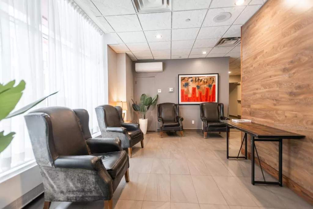 Zitruimte bij de lobby van het Hotel Labelle Montreal