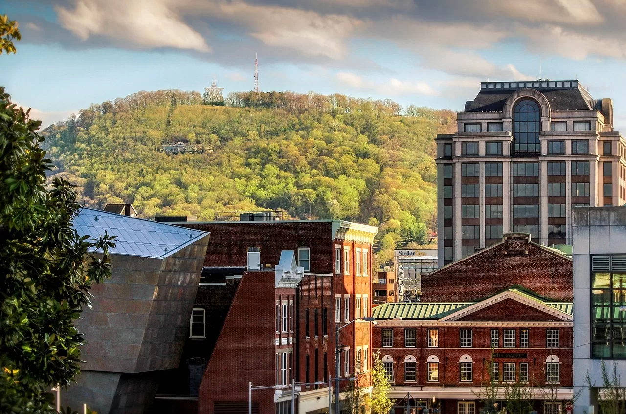 Het centrum van Roanoke in Virginia