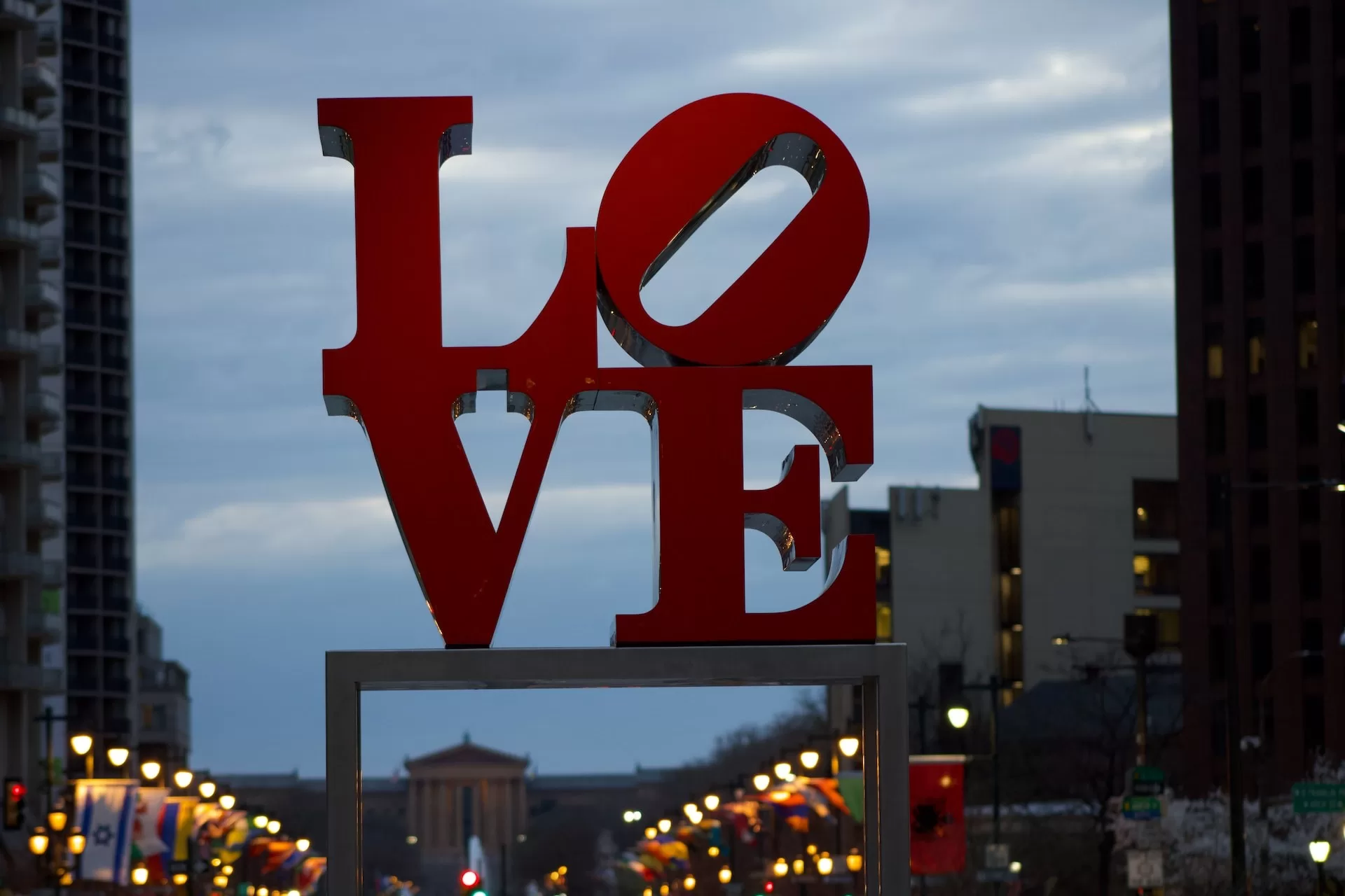 Love sign in het love Park in Philadelphia