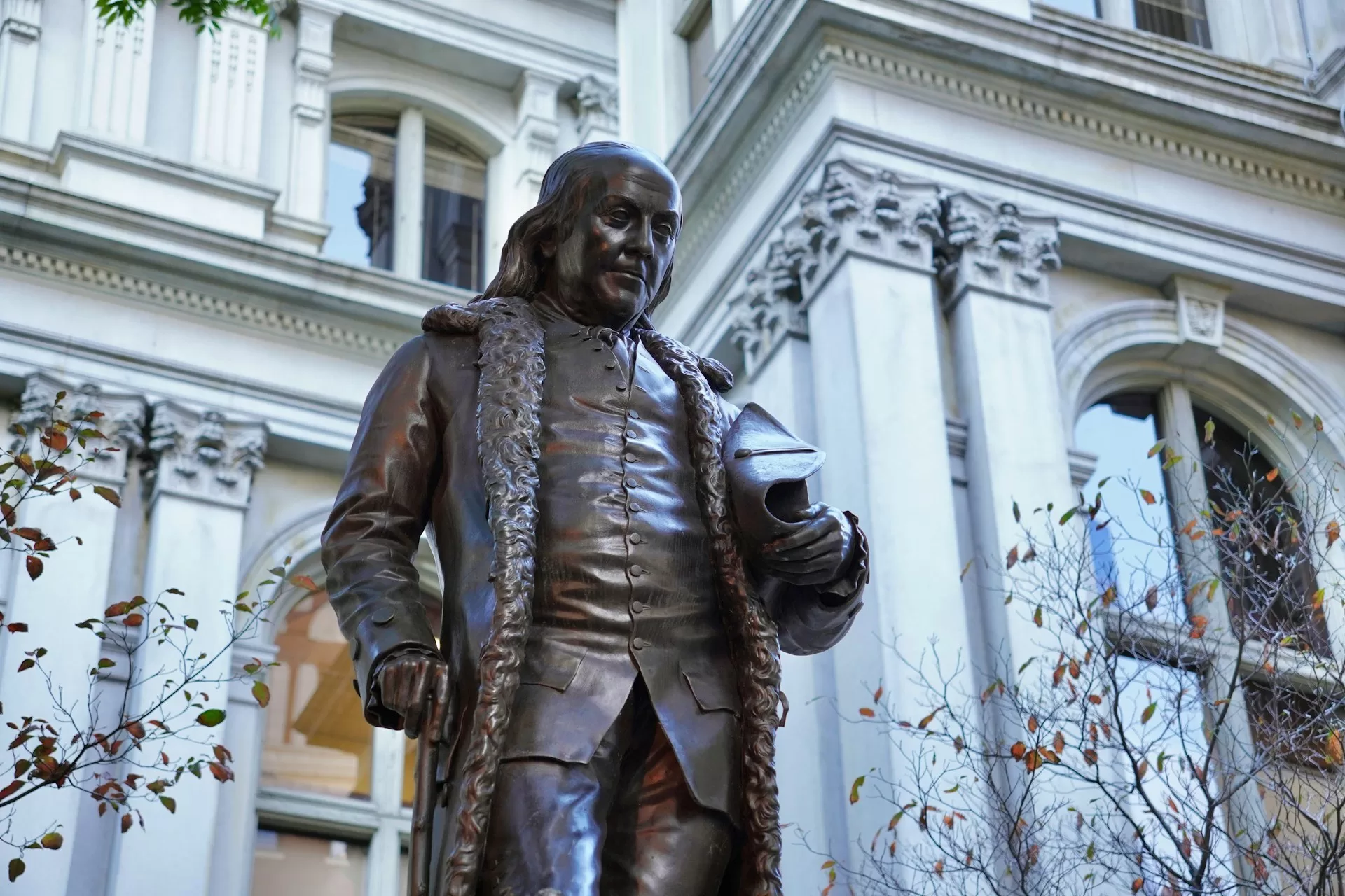 Het Benjamin Franklin Statue op de 2,5 mijl lange Freedom Trail in Boston