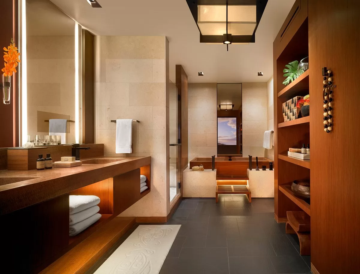 Badkamer in een hotelkamer in het Hotel 4seasons Lanai